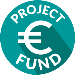 Circular Project Fund button with Euro symbol